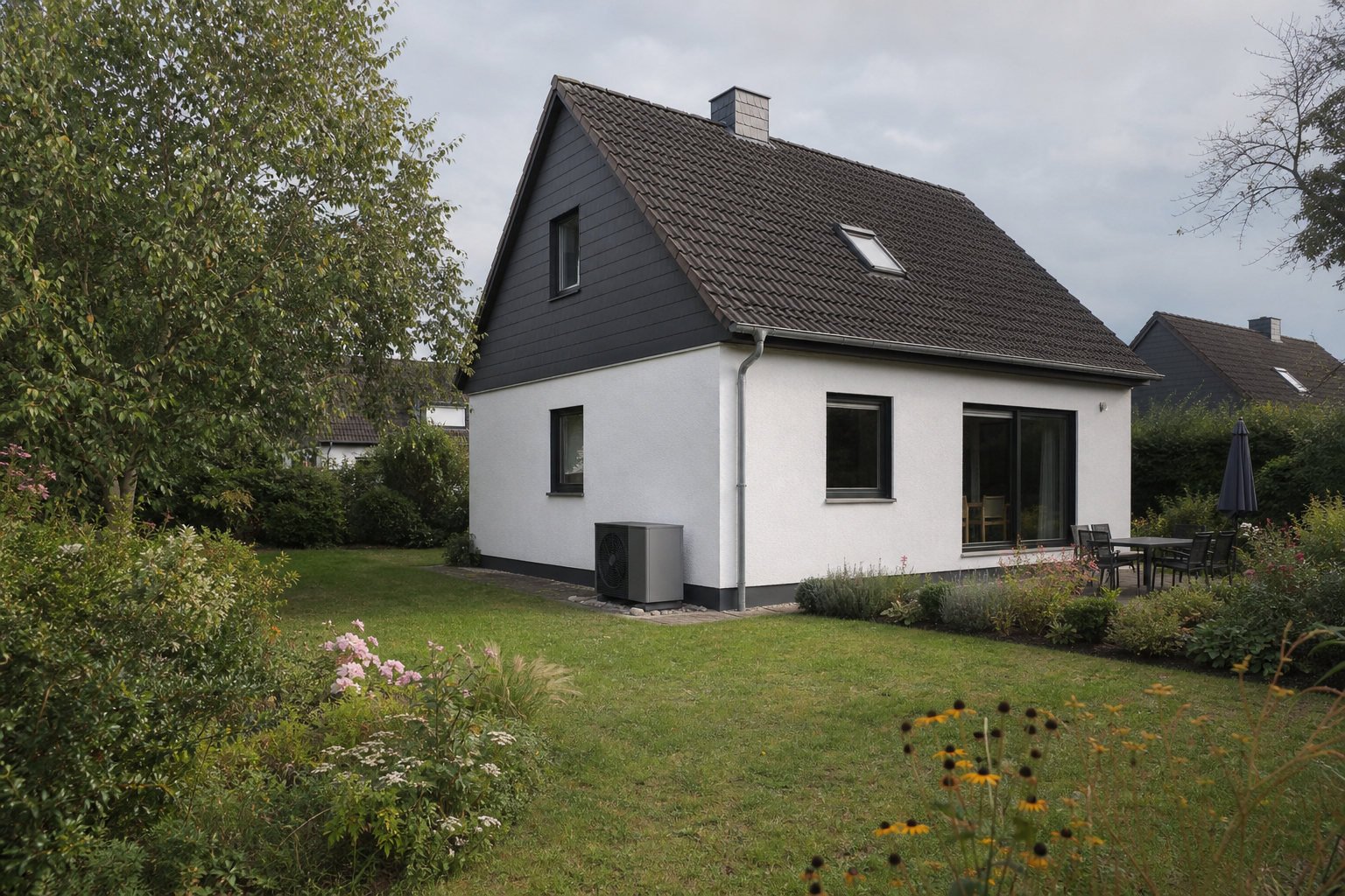 Illustrative Darstellung zum Ratgeberthema Wärmepumpe fürs Einfamilienhaus: Bedarf und Komplettangebot